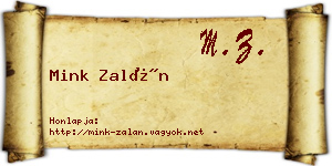 Mink Zalán névjegykártya